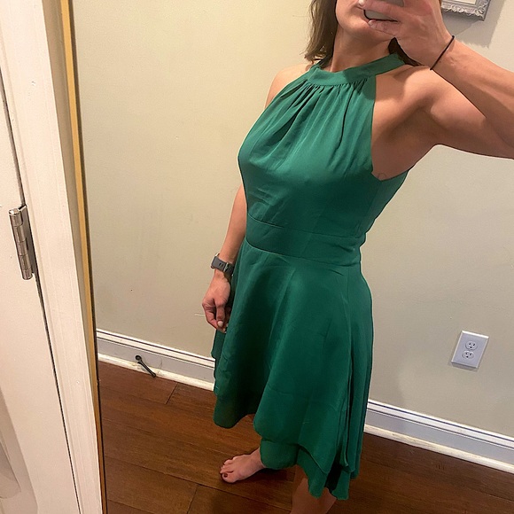 Kelly Green High Neck Open Back Tiered Mini Dress - Picture 5 of 16